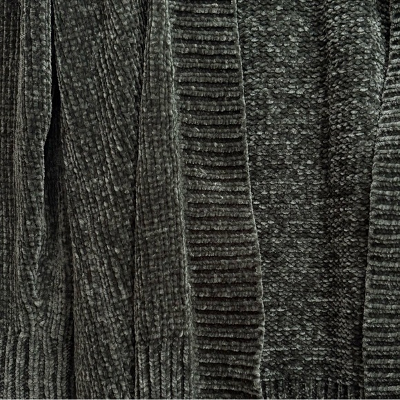 Velour Knit Style Women's Cardigan Sweater Dark Green size small - Picture 11 of 11